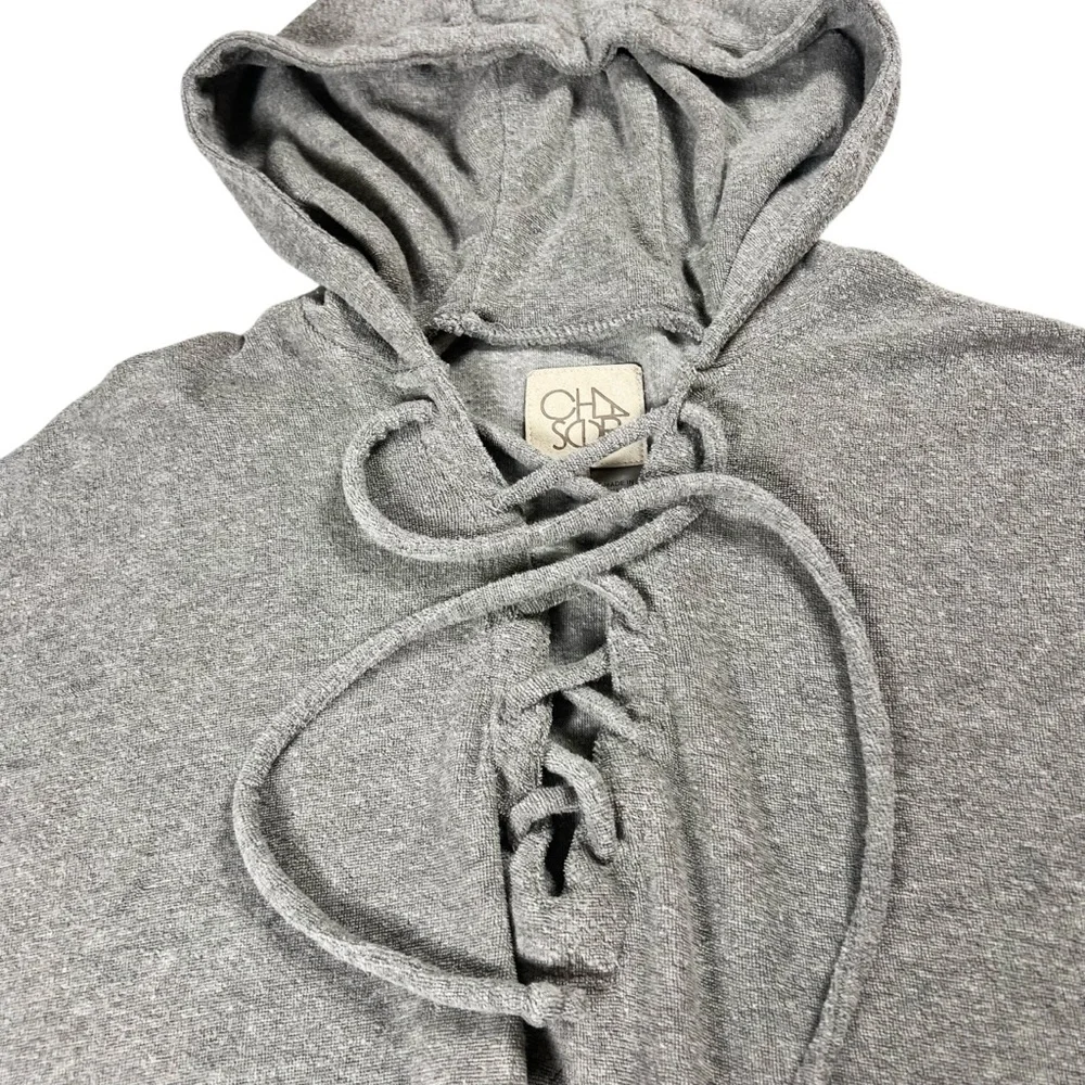 Chaser Love Cloth Lace Up Oversized Gray Dolman Sleeve Hoodie Large